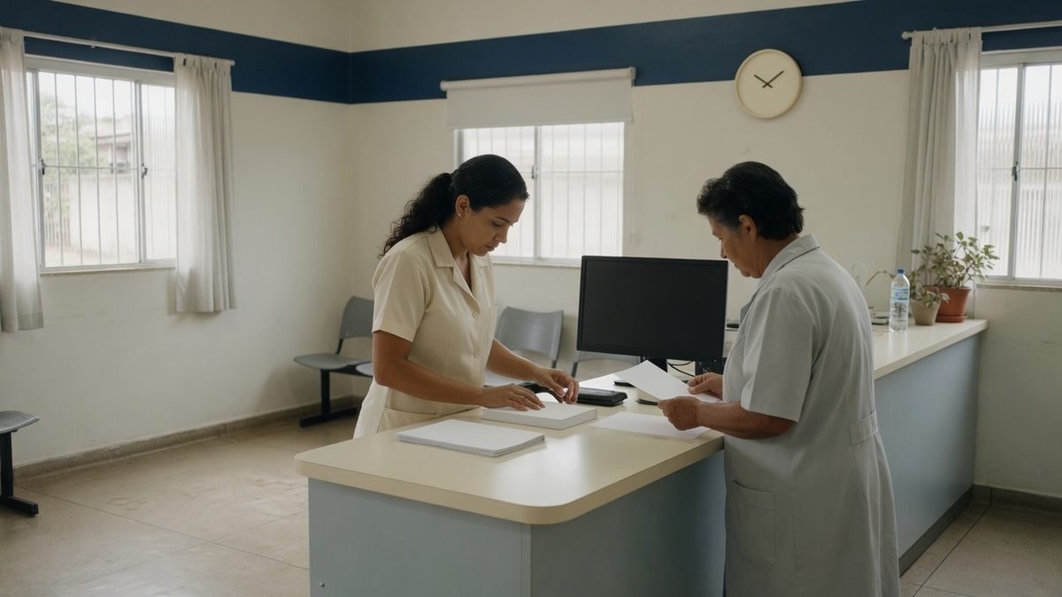 Recepção de clínica em operação