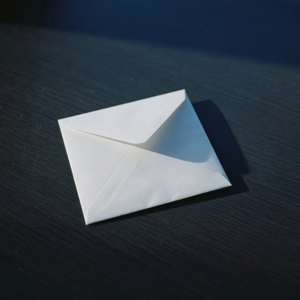 Envelope fechado sobre mesa escura